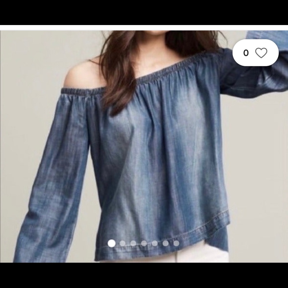 Anthropologie Cloth and Stone off shoulder denim top